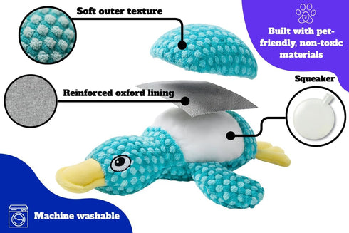 Generic Durable Duck Stuffed Animal - Plush Dog Toys for Aggressive Chewers - Tough Squeaky Puppy Teething Relief