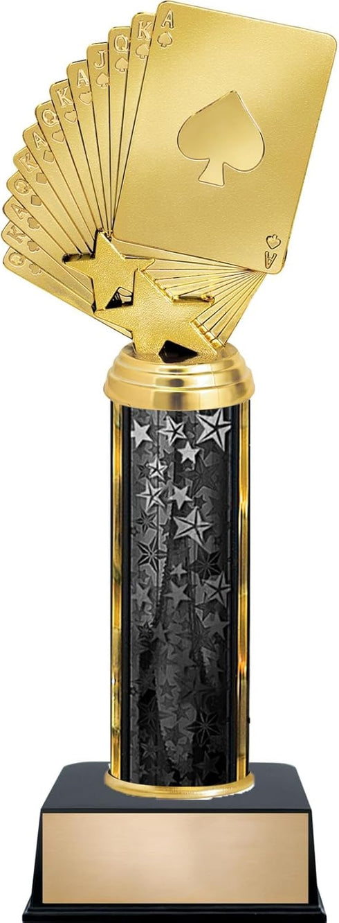 Customizable 11" Bridge Card Game Black Star Trophy Award, Engrave Now