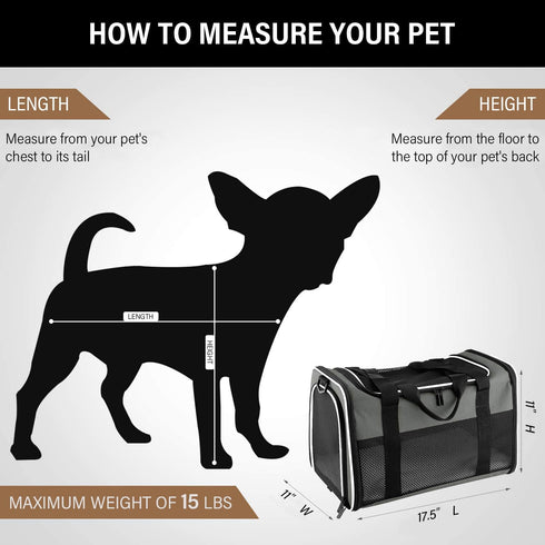 15 Lbs, Cat Carrier - Portable Foldable Dog Pet Carrier, Soft-Sided Pet Bag up to Airline Approved Travel Puppy Carrier