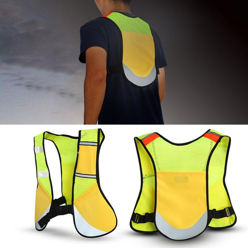 Keenso Multi-function Reflective Running Vest, Night Vision Sports Mesh Vest with Pocket