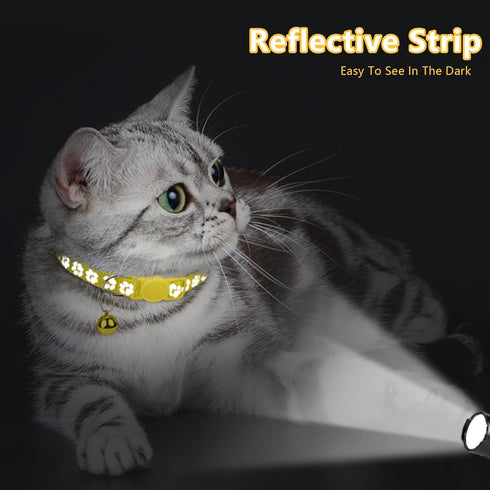 Taglory Reflective Cat Collar Breakaway with Bells, 2 Pack, Adjustable 7.5-12.5 Inch, Yellow