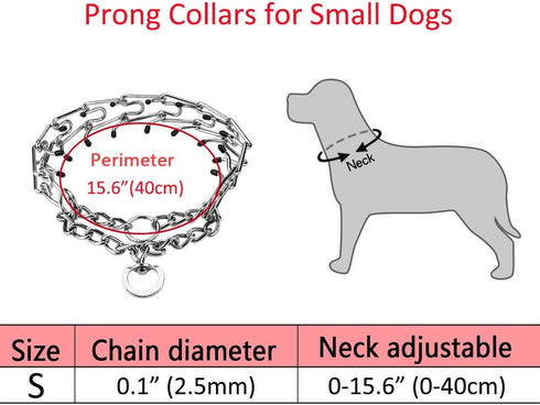 Adjustable Prong Collars for Dogs, No Pull Training Collar for Large Medium Small Dogs, Stainless Steel with Comfort