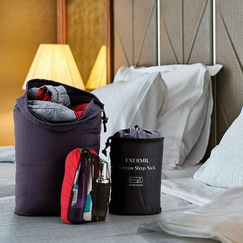 Nylon Stuff Sack Set, 5-Piece (1.4L/2.7L/3L/7.5L/15L) Drawstring Storage Sack for Travel Camping Backpacking, Assorted