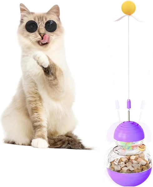RXJPASD Boredom Buster Cat Interactive Feeder Toy, Tipping & Spinning Action Food Play