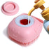 Pet Brush and Shampoo Dispensing Tool - 2-in-1 Deshedding Tool with Soft Silicone Bristles - Cute Animal Design (Baby