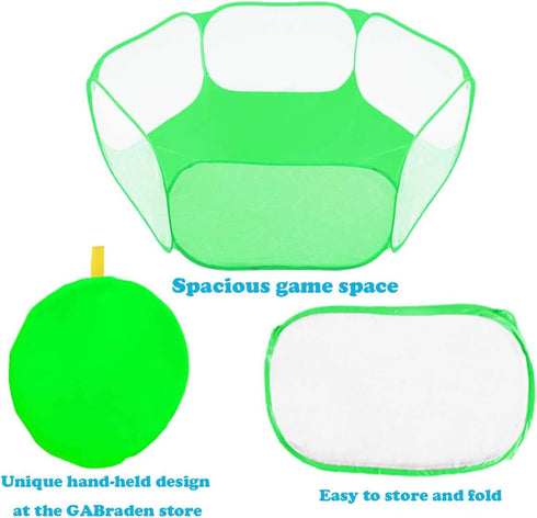 Small Animals Tent, Reptiles Cage, Breathable Transparent Pet Playpen, Portable Yard Fence (Cool Green)