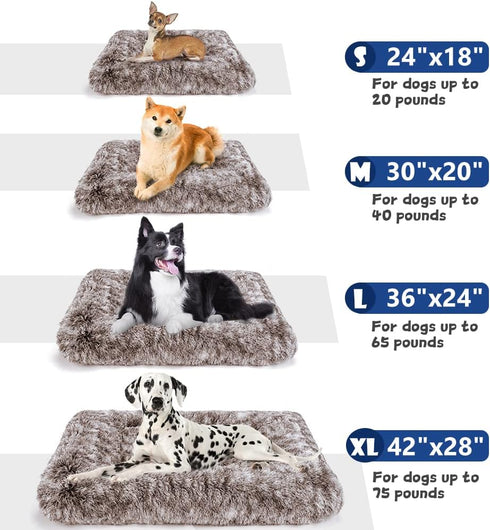 ULIGOTA Dog Bed Crate Pad, Plush Soft Bed for Small Medium Large Dogs, Washable Anti-Slip Kennel Crate Mats for