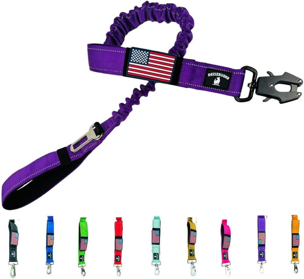 Heavy Duty Bungee Dog Leash, Reflective Training Leash for Dogs That Pull, Double Handle for Medium Dogs