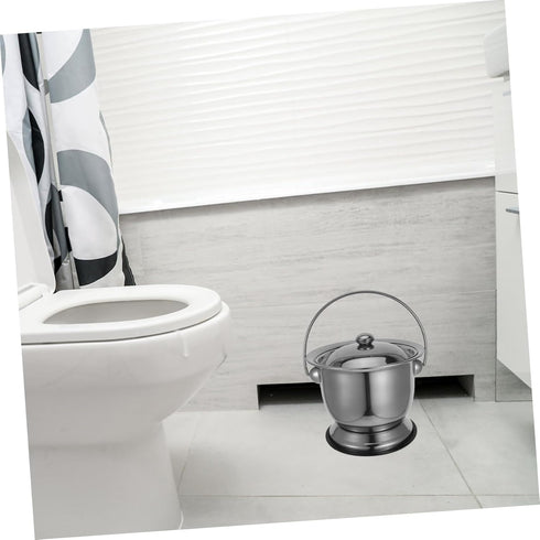 Robust Stainless Steel Urinal Bucket Lid for Adults and Seniors Portable Potty Spittoon Pet Food Bin Pot Dog Food