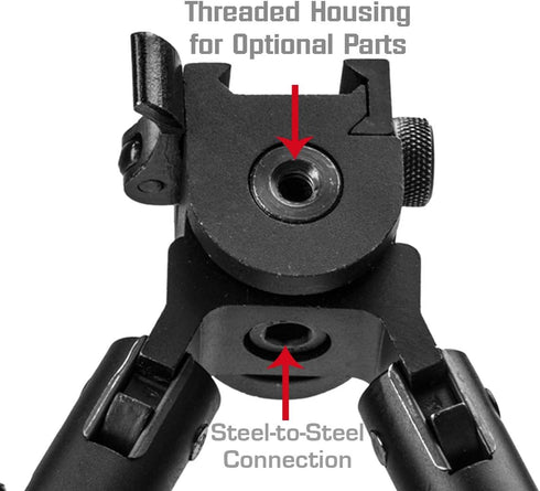 Lion Gears Tactical Pro Bipod, Height Adjustable 8.5" to 10.6" with Double Swivel and QD Mounting Deck