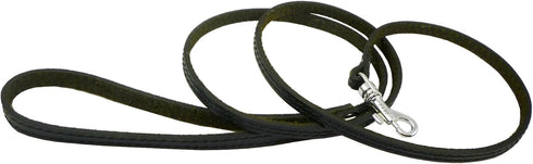 4' Genuine Leather Classic Dog Leash, Black, 3/8" Wide for Small Breeds and Puppies