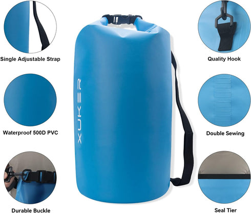 XUKER Waterproof Dry Bag - Floating Dry Sack 10L/20L Storage Bag for Travel, Swimming, Boating, Kayaking, Sailing,