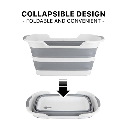 Gigco21 Collapsible Pet Bathtub with Water Drainage Hole and Plug - Foldable Plastic Basket, Wash Basin, Washing