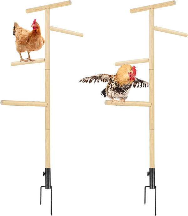 2 Pcs Extra Large Chicken Perch Toy for Coop 57" Wooden Chick