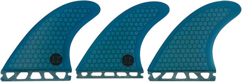 UPSURF M Size Tri Fin Surfboard Fin Set, Fiberglass+Honeycomb (White/Blue/Orange)