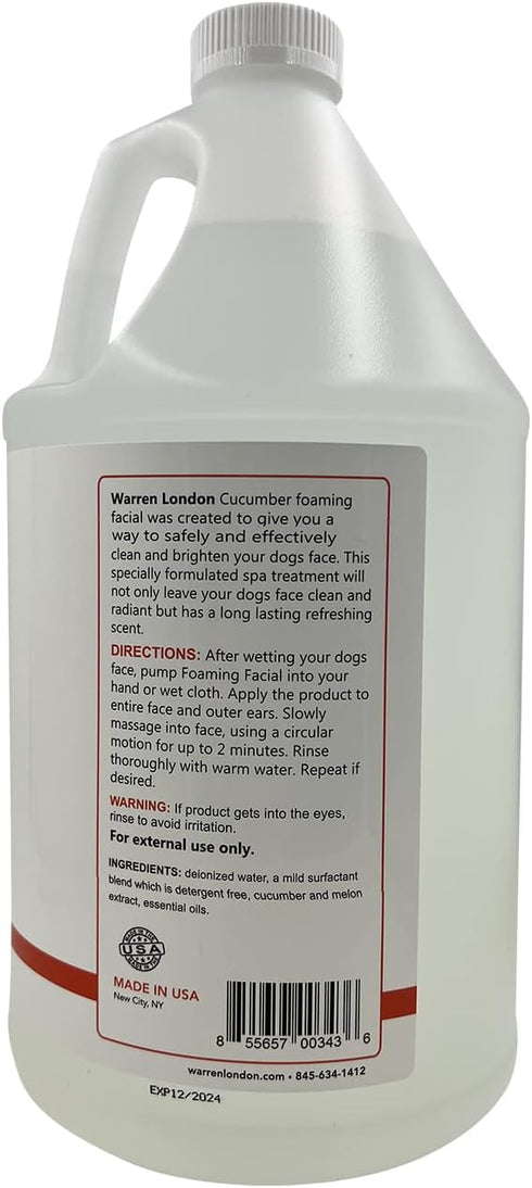 Warren London Foaming Pet Facial - Tear Free Dog Face Wash, Refreshing Cucumber Melon Wash, 1 Gallon