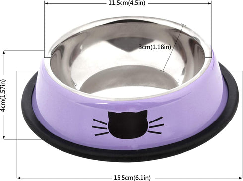 Pet Bowl Stainless Steel, Non-Skid Rubber Base Dog Bowl, Cat Bowl