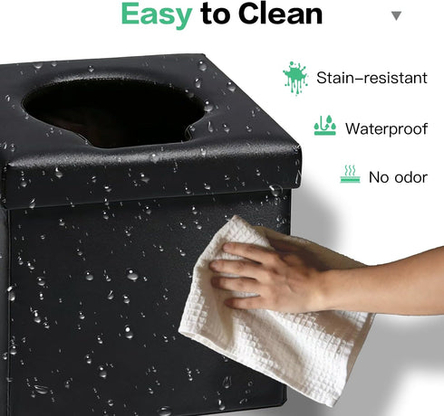 Tfulad 4-in-1 Setup, Outdoor Foldable Portable Toilet with Lid - Instant Waterproof, Odor-Proof, Emergency Camping