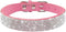 Rhinestone Dog Collar, Dazzling Soft Suede Leather Adjustable for Puppy, Small, Medium, Large Dogs (M: 33-39 cm, Pink)