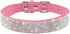 Rhinestone Dog Collar, Dazzling Soft Suede Leather Adjustable for Puppy, Small, Medium, Large Dogs (M: 33-39 cm, Pink)