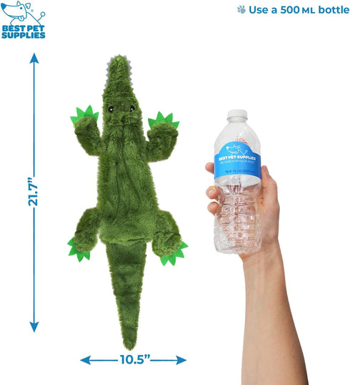 Best Pet Supplies 2-in-1 Stuffless Squeaky Dog Toys, Soft Durable Fabric for Small and Large Pets, Multicolor/Alligator