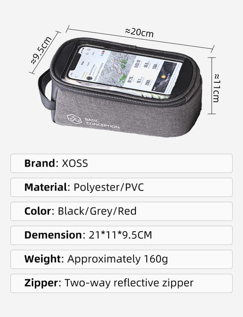 XOSS Bike Phone Front Frame Bag, Bicycle Phone Holder Bike Accessories for Phones