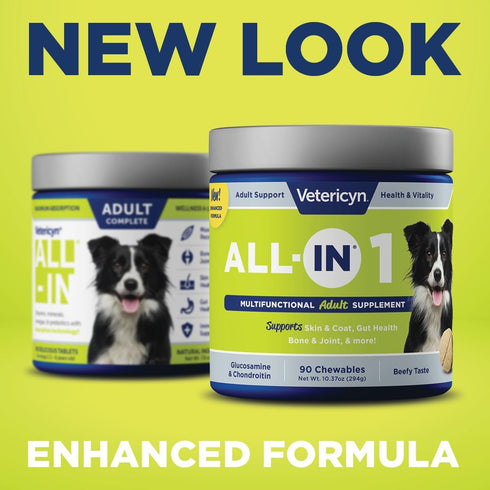 Vetericyn All-in-1 Multifunctional Dog Supplement, 90 Count | Digestive Enzymes + Glucosamine + Vitamins & Antioxidants