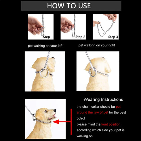Mogoko Stainless Steel Dog Choke Chain Collar - Puppy Metal P Chain Slip Collar for Training Walking