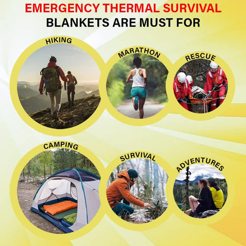 Rawyer Emergency Thermal Survival Blankets - Mylar Blankets for Outdoor, Camping, Hiking, Heavy Duty Survival Gear (10