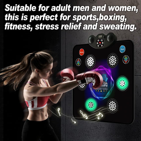 HTASKTEXEH 2025 9 420 7 Kids Musical Boxing Machine Comes with Boxing Gloves, Modes, Levels, Lights, wall-Mounted