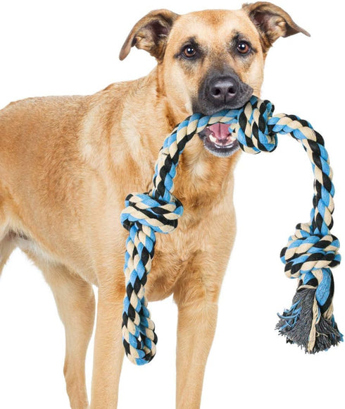 XL Dog Rope Toy for Aggressive Chewers - Nearly Indestructible, Durable Dog Toys for Large Dogs, Blue