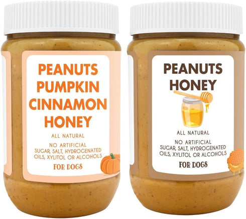(Set 2/ 17oz Ruff Ruff Raw + Pumpkin Pup Buddy BUDDER, Natural Peanut Butter for Dogs, Made in USA of Jars)