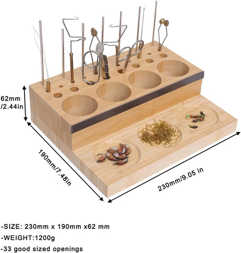 Raprance Wooden Fly Tying Fishing Kit Organizer, Desktop Storage Rack for Tying Tools