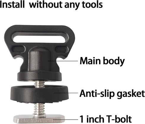 Tie Downs for Kayak Track Mount, Black Horizontal or Vertical Tie Down Mount for Securing Accessories