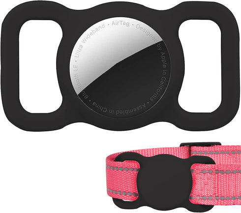 Protective Airtag Case for Dog Collar, Waterproof Holder Case Compatible with Apple AirTag, Black