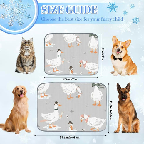 imiBBWQu Summer Summer 27" 22" Cooling Pad Cute Geese Hat White Grey Dog Mat Bed Washable Cooling Pet Pad Bed Mat Cat