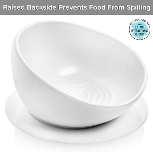 CatGuru Cat Food Bowl, Ceramic Cat Bowls, No Spill Cat Bowl, Whisker Stress Free Cat Food Bowls, Non Skid Cat Bowls for Food and Water, includes Silicone Non-Slip Mat (High-Low, White)