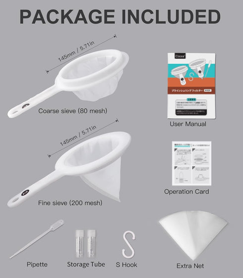 Aquarium Baby Brine Shrimp Sieve Kit - 80 Mesh & 200 Mesh Eggshell Separator for Brine Shrimp Hatchery