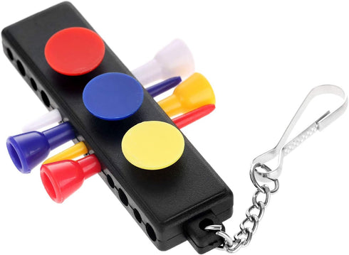 MUXSAM Black Golf Tee Holder for Bag, 1-Pack Carrier with 12 Tee Holes and 3 Ball Markers, Keychain Golf Accessory