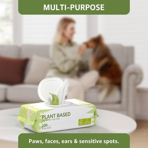 400 Unscented Dog Wipes for Paws and Butt - Plant Based Hypoallergenic Cleansing & Deodorizing Puppy Wipes