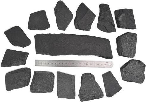 Natural Slate Stone Rocks Mix, 2 to 3 inches and 1 Piece About 8 inches for Aquariums and Terrariums (3 Pounds)