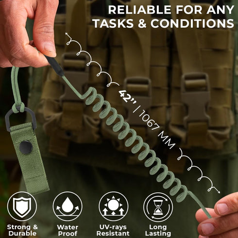 TECEUM Tactical Pistol Lanyard - 3+ Colors, Equipment Accessories for Military, Police, Security, Personal Use