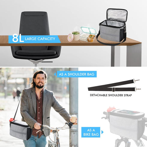 Large Bike Handlebar Bag with Phone Mount, Front Basket for Cycling Accessories, Includes Shoulder Strap