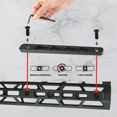 Gotical-2 Slot MLOK to Keymod Adapter - 3” Long & 0.5” Wide Converts