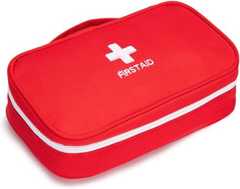 First Aid Bag Tote - Empty Small First Aid Kit Bag for Outdoor Travel, Rescue Pouch, First Responder Medicine Bag (Red