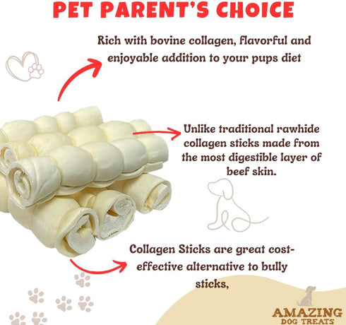 Amazing Dog Treats - Beef Cheek Rolls (Mega Thick 10" - 6 Pcs) - Safe Rawhide Alternative Chew for Power Chewers