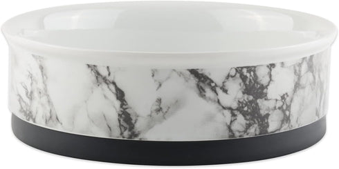 Bone Dry Pet Bowl Collection Ceramic Set, Small, Marble, 2 Count, White