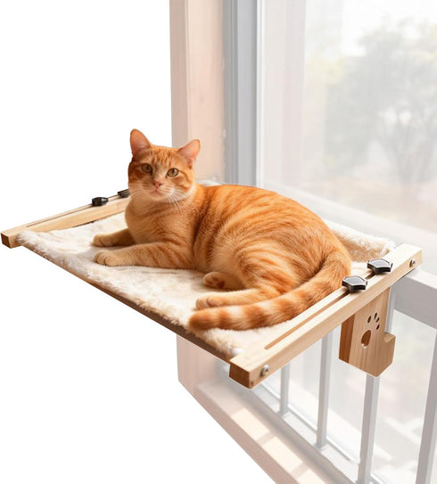 Generic Hammock Cat Window Plush Sunbathing Bed, Sturdy Hanging Perch | Relaxation Spot for Windowsill Bedside Cabinet