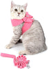 SELMAI Small Pet Dog Cat Bling Rhinestone Harness and Leash Set - Bow Girls Soft Ultra Suede Leather, Adjustable/No Pull