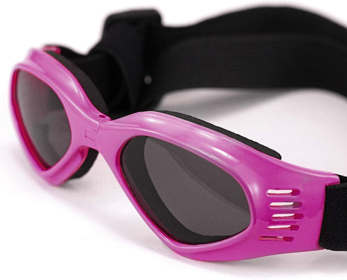 Dog Goggles Sunglasses for Large & Middle Dogs, UV Protective Foldable Eyewear, Adjustable Waterproof (Pink)